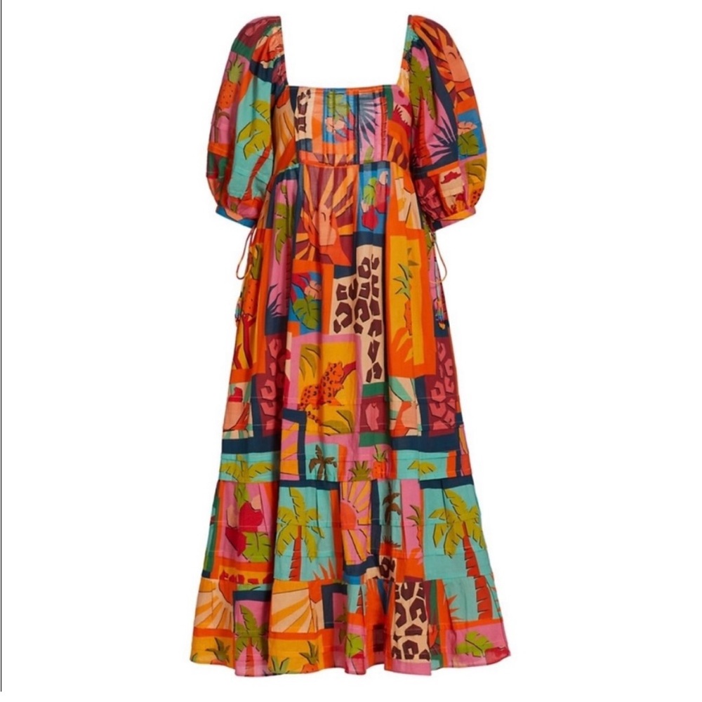 FARM RIO Tropical Collage Midi Dress